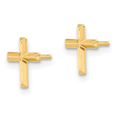14K Gold Polished 3D Cross Earrings for Women Elegant & Nickel Free